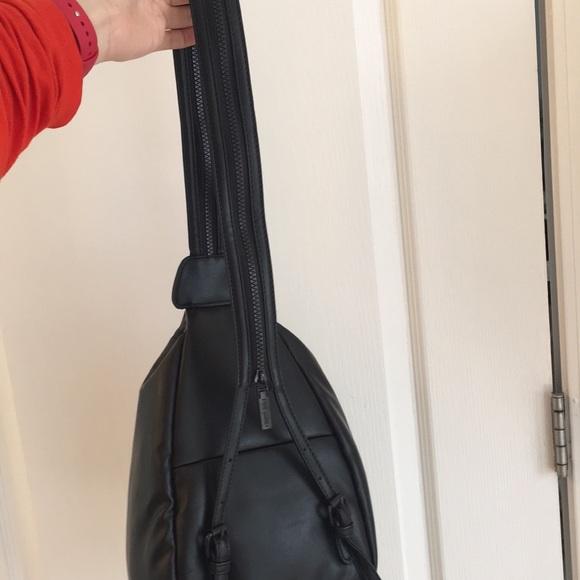 Steve Madden Black Puffy Leather Sling Backpack - Picture 17 of 17